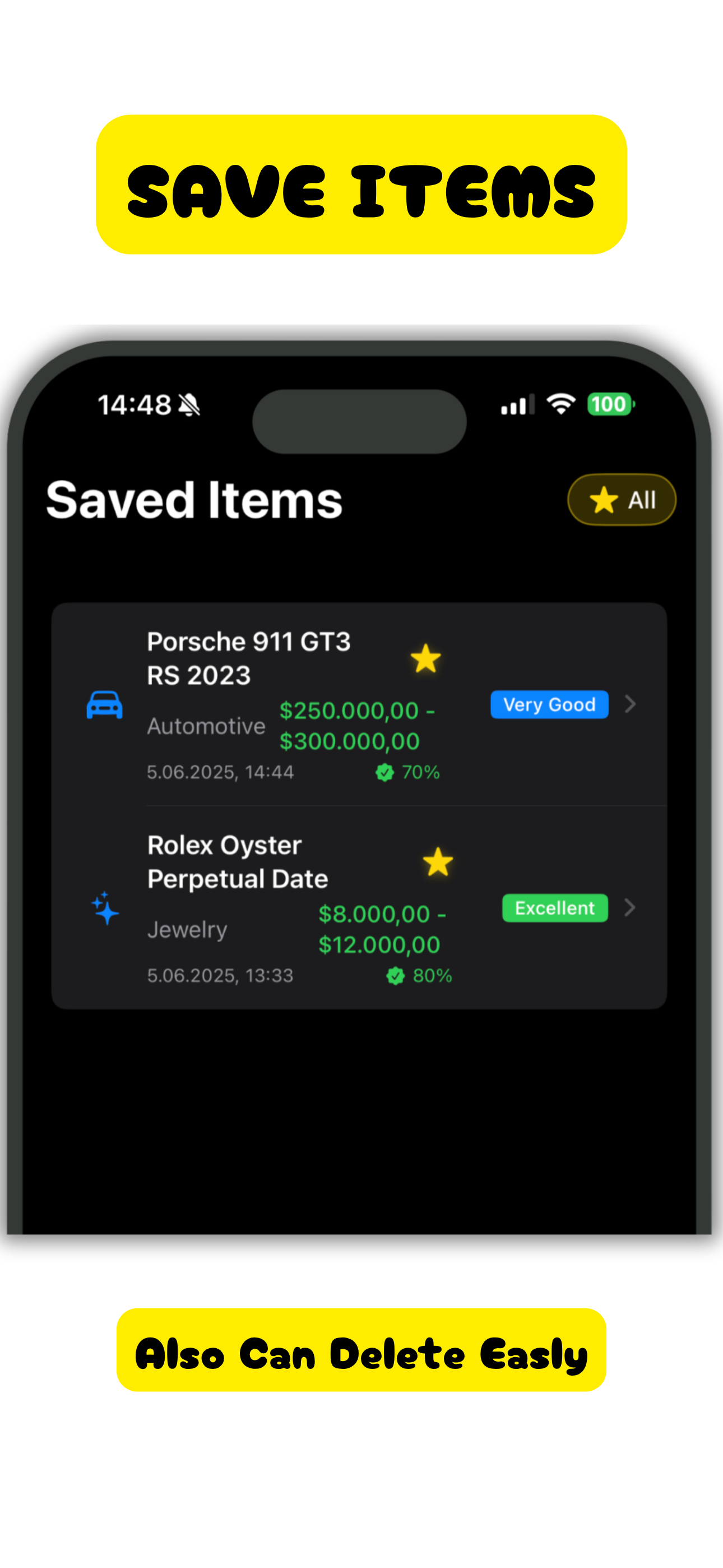 Save your favorite items
